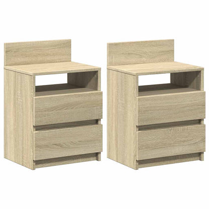vidaXL Bedside Cabinets 2 pcs with 2 Drawers Sonoma Oak 40x33x60 cm