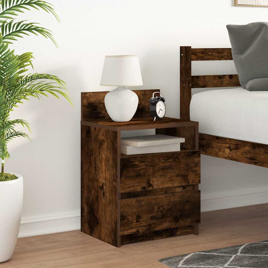 vidaXL Bedside Cabinet with 2 Drawers Smoked Oak 40x33x60 cm