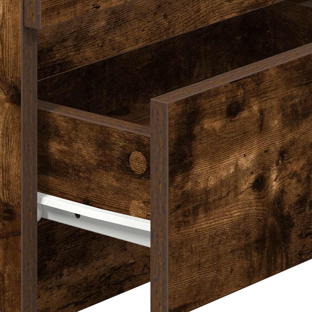 vidaXL Bedside Cabinet with 2 Drawers Smoked Oak 40x33x60 cm