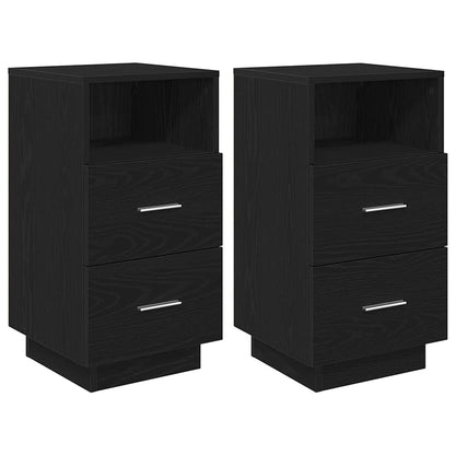 vidaXL Bedside Cabinets 2 pcs with 2 Drawers Black 36x36x68 cm
