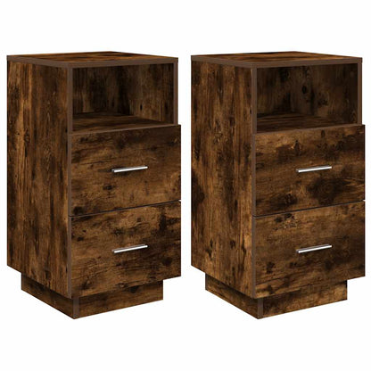 vidaXL Bedside Cabinets 2 pcs with 2 Drawers Smoked Oak 36x36x68 cm