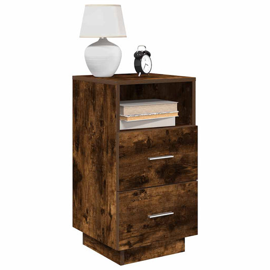 vidaXL Bedside Cabinets 2 pcs with 2 Drawers Smoked Oak 36x36x68 cm