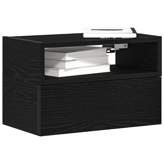 vidaXL Wall-mounted Bedside Cabinet Black 45x26x28,5 cm