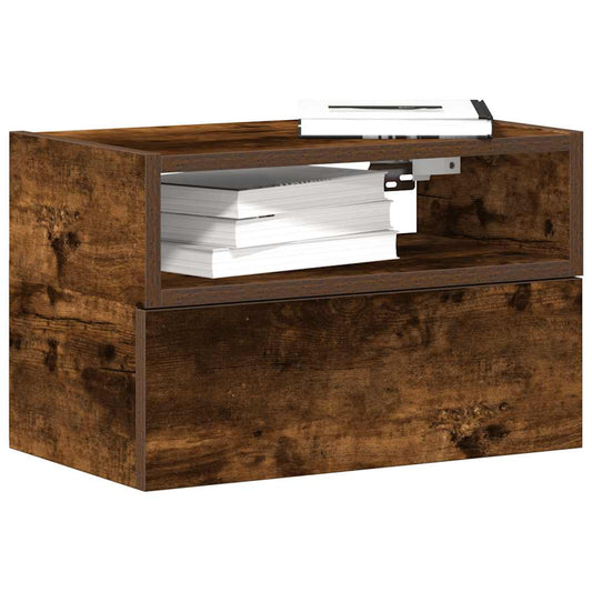 vidaXL Wall-mounted Bedside Cabinet Smoked Oak 45x26x28,5 cm