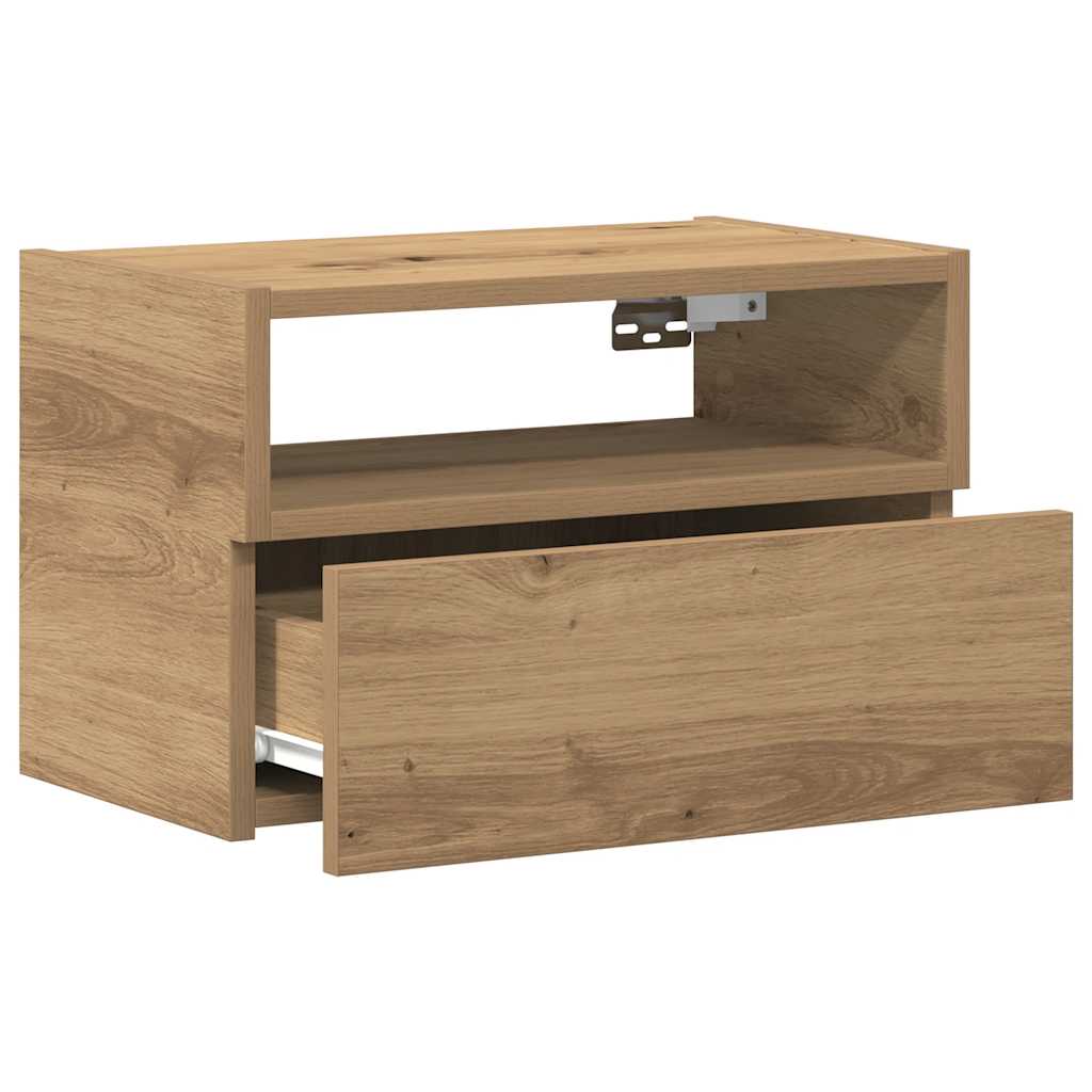 vidaXL Wall-mounted Bedside Cabinet Artisan Oak 45x26x28.5 cm