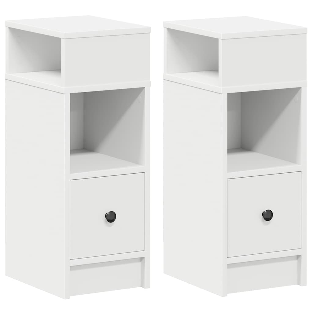 vidaXL Bedside Cabinets 2 pcs with Drawer White 25x31x66 cm