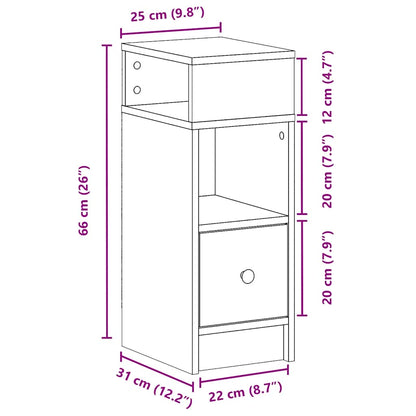 vidaXL Bedside Cabinet with Drawer Black 25x31x66 cm