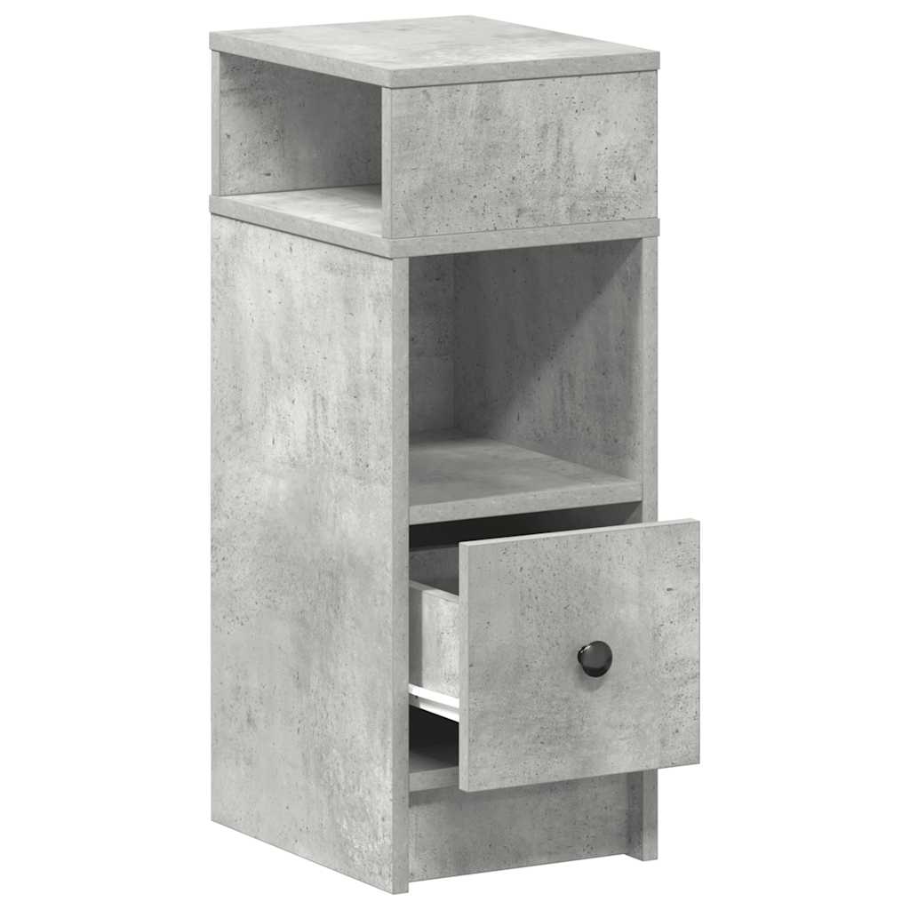 vidaXL Bedside Cabinets 2 pcs with Drawer Concrete Grey 25x31x66 cm