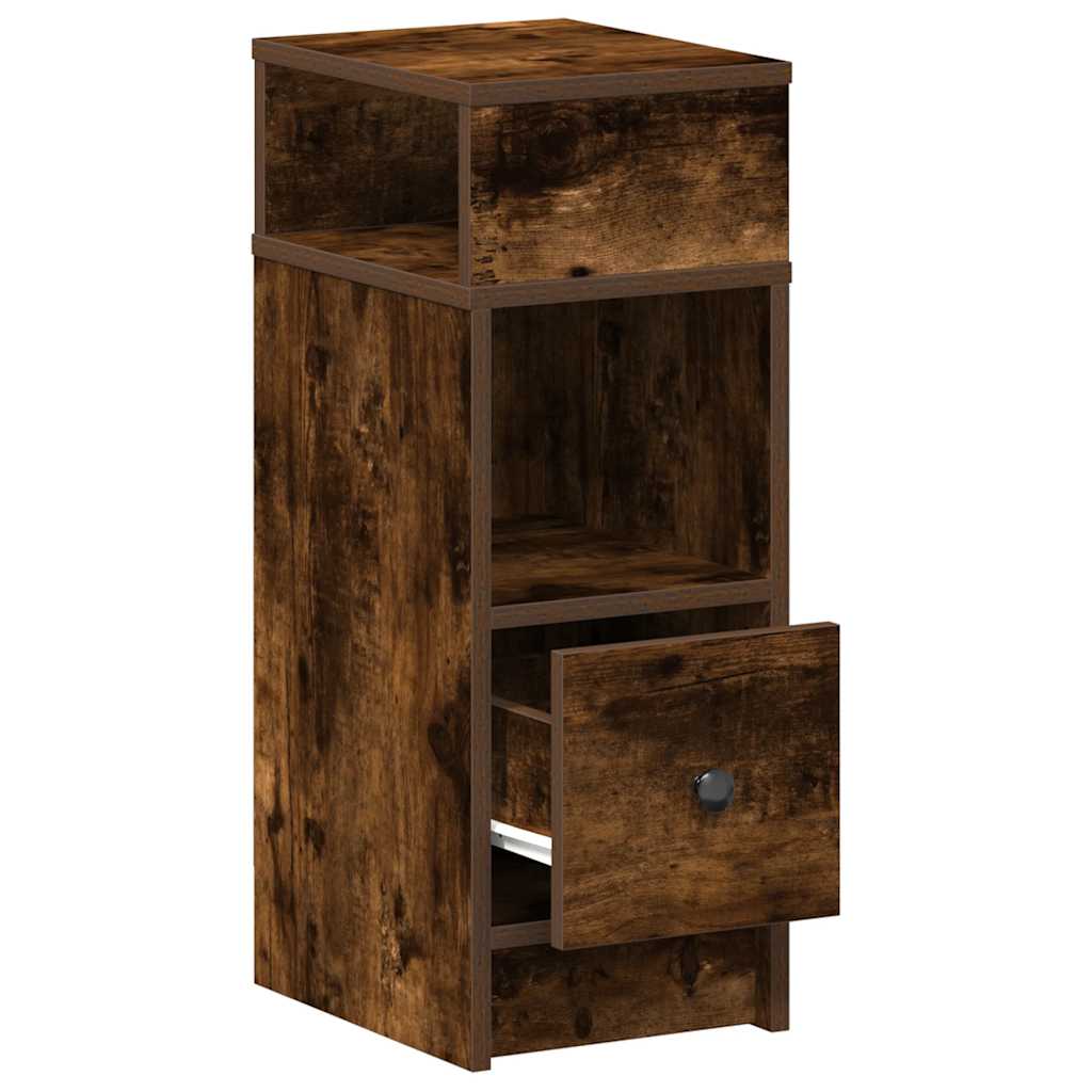 vidaXL Bedside Cabinet with Drawer Smoked Oak 25x31x66 cm