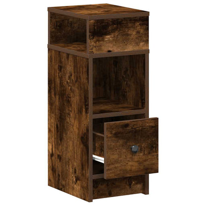 vidaXL Bedside Cabinet with Drawer Smoked Oak 25x31x66 cm