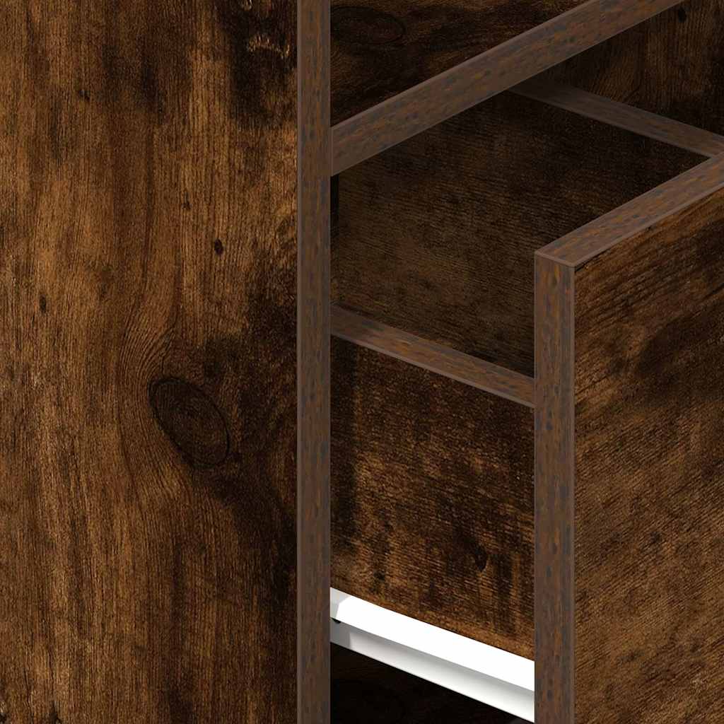 vidaXL Bedside Cabinet with Drawer Smoked Oak 25x31x66 cm