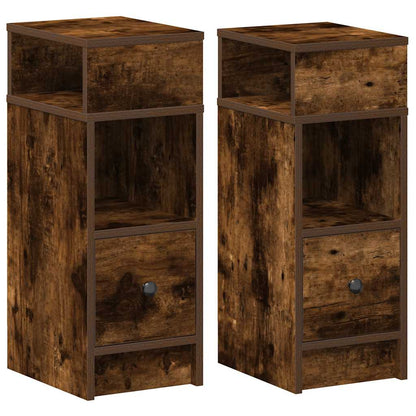 vidaXL Bedside Cabinets 2 pcs with Drawer Smoked Oak 25x31x66 cm