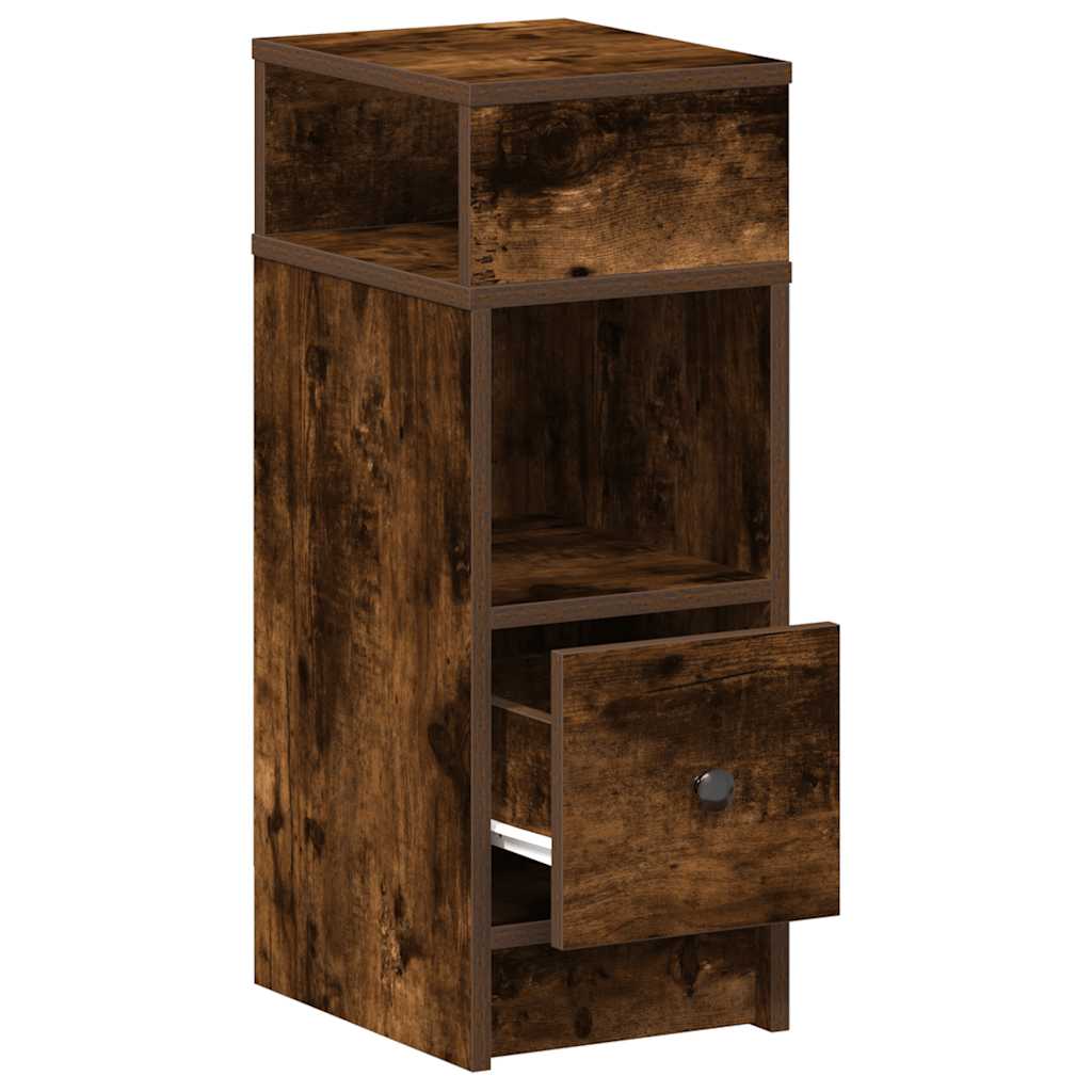 vidaXL Bedside Cabinets 2 pcs with Drawer Smoked Oak 25x31x66 cm