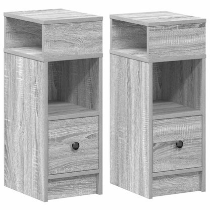 vidaXL Bedside Cabinets 2 pcs with Drawer Grey Sonoma 25x31x66 cm