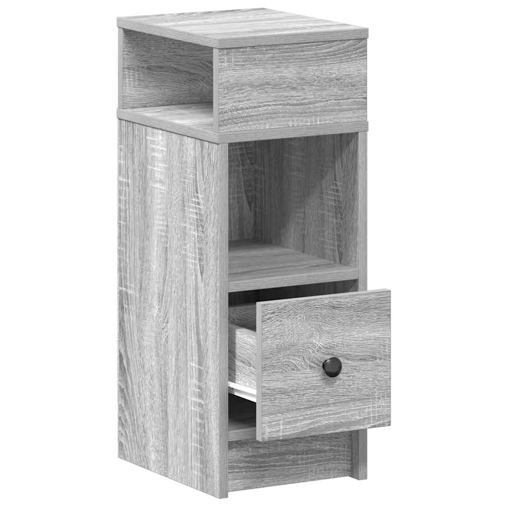vidaXL Bedside Cabinets 2 pcs with Drawer Grey Sonoma 25x31x66 cm