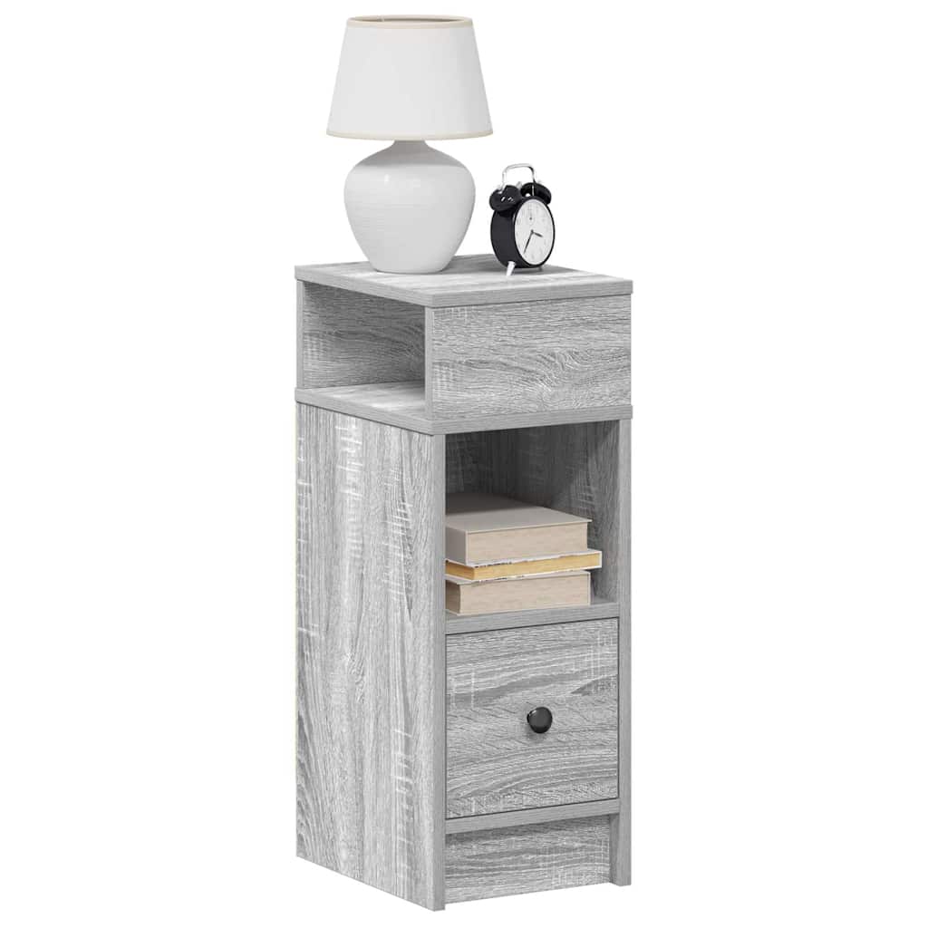 vidaXL Bedside Cabinets 2 pcs with Drawer Grey Sonoma 25x31x66 cm