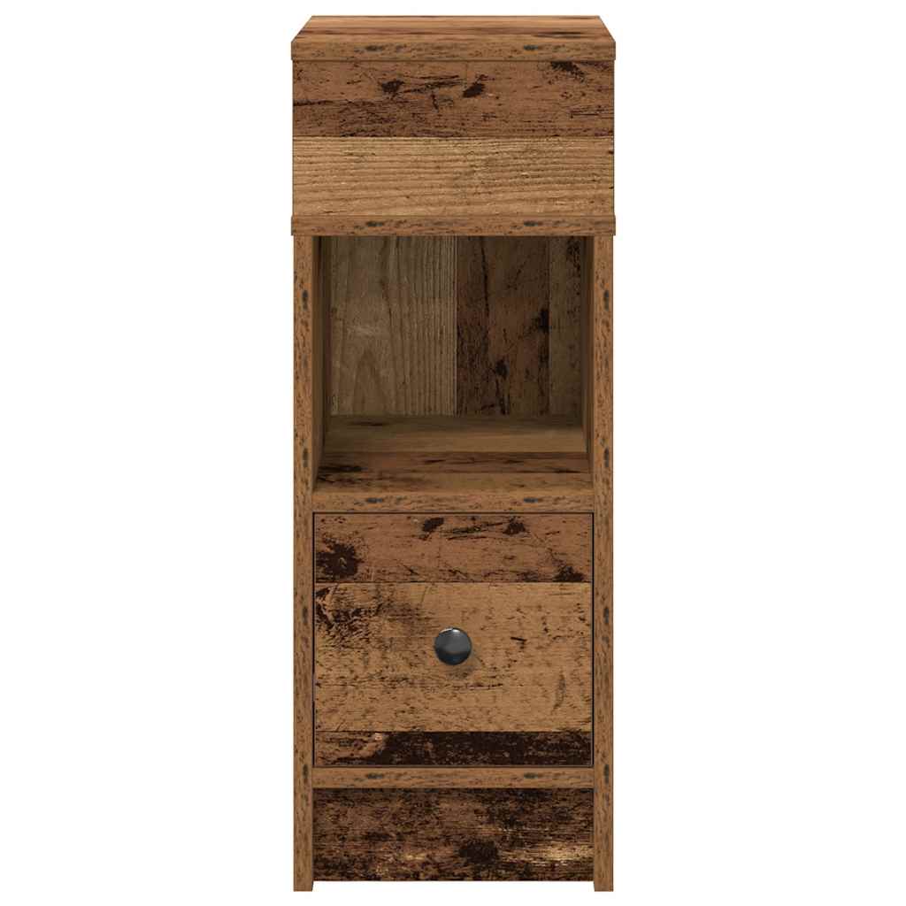 vidaXL Bedside Cabinets 2 pcs with Drawer Old Wood 25x31x66 cm