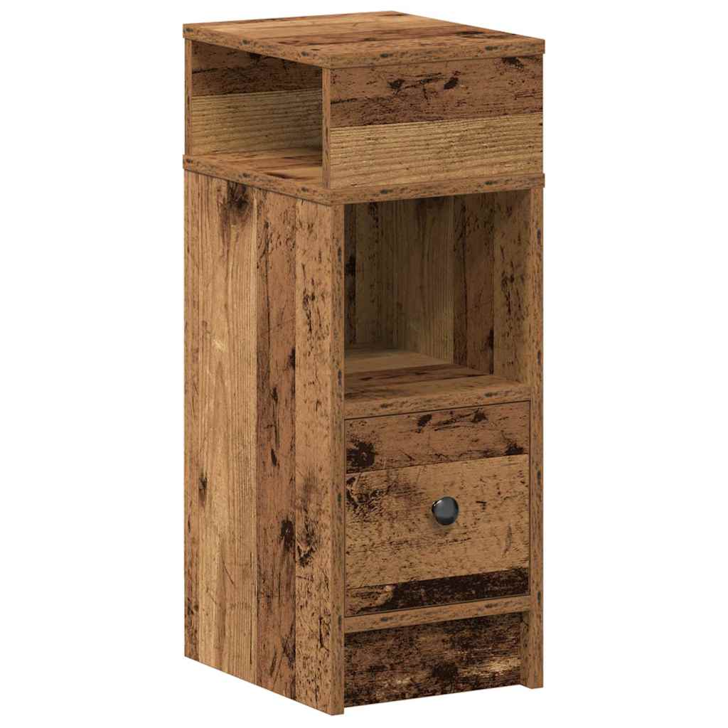 vidaXL Bedside Cabinets 2 pcs with Drawer Old Wood 25x31x66 cm