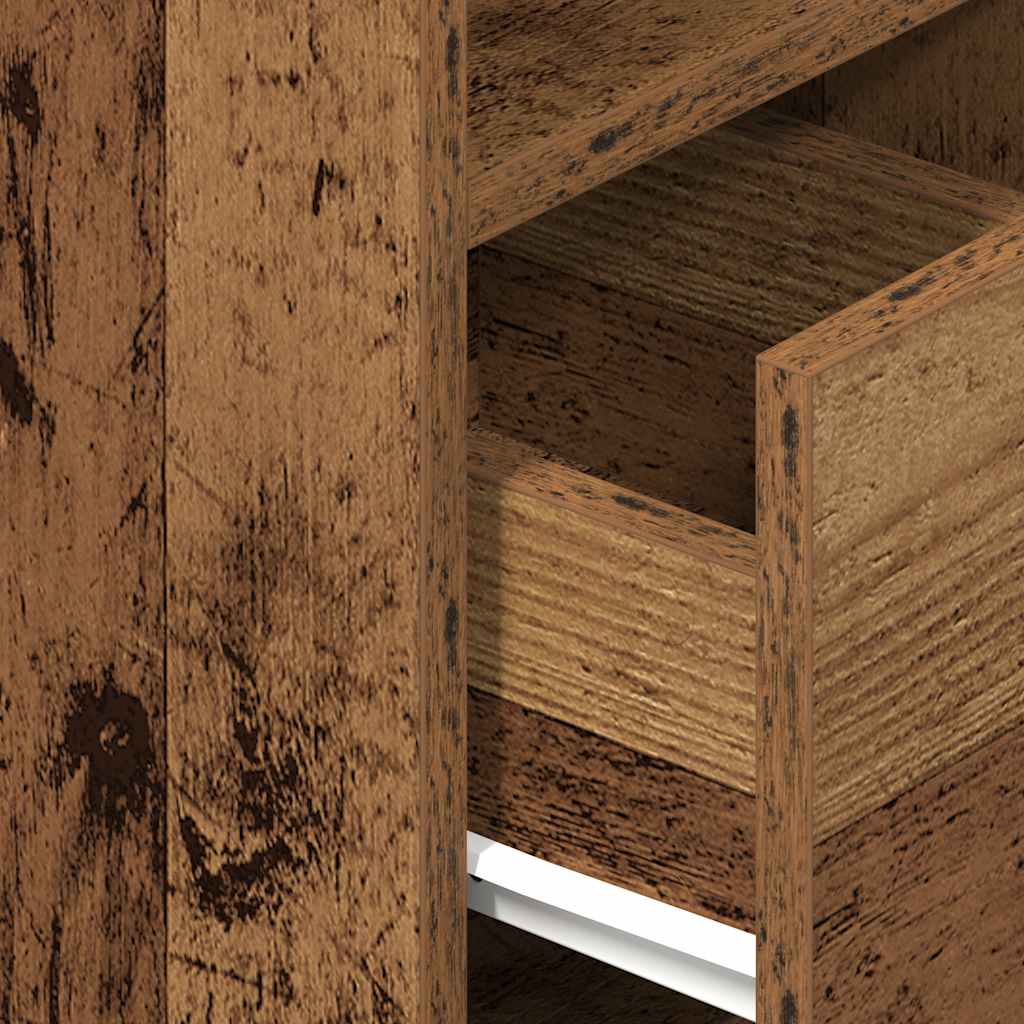 vidaXL Bedside Cabinets 2 pcs with Drawer Old Wood 25x31x66 cm