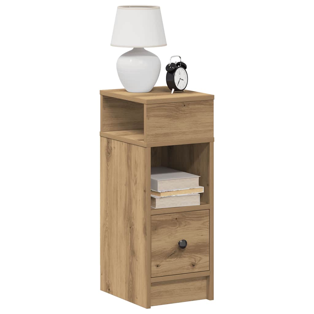 vidaXL Bedside Cabinets 2 pcs with Drawer Artisan Oak 25x31x66 cm