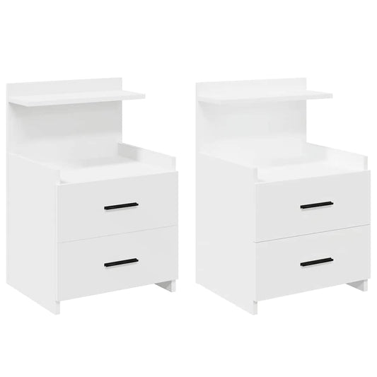 vidaXL Bedside Cabinets 2 pcs with 2 Drawers White 40x36.5x62 cm