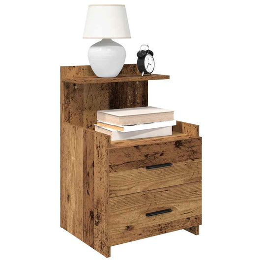 vidaXL Bedside Cabinets 2 pcs with 2 Drawers Old Wood 40x36.5x62 cm