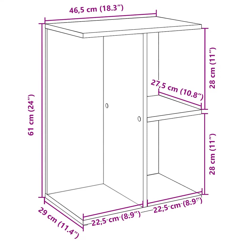 vidaXL Bedside Table White 46.5x29x61 cm Engineered Wood
