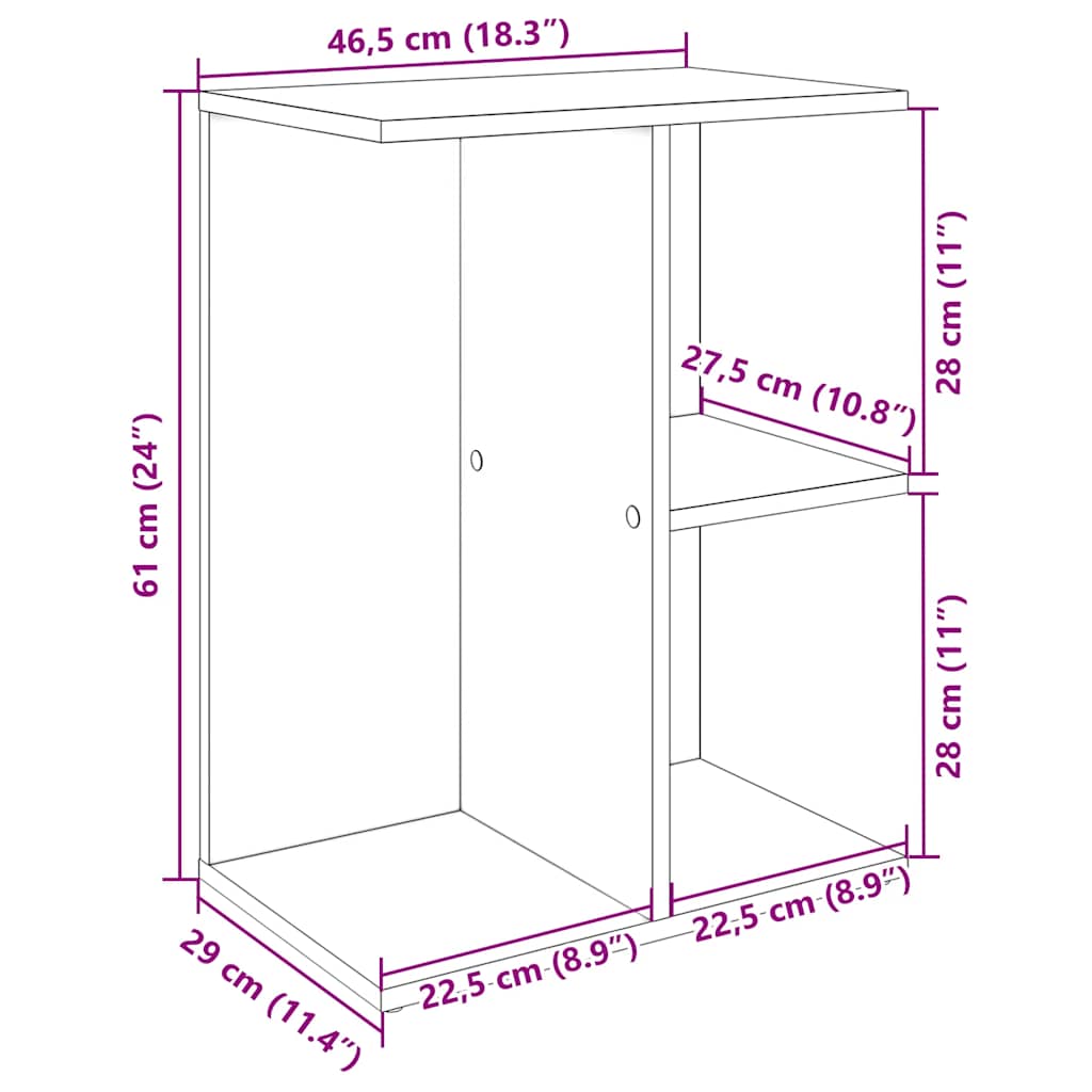 vidaXL Bedside Table Smoked Oak 46.5x29x61 cm Engineered Wood