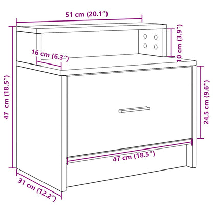vidaXL Bedside Cabinets with Drawer 2 pcs Concrete Grey 51x31x47 cm