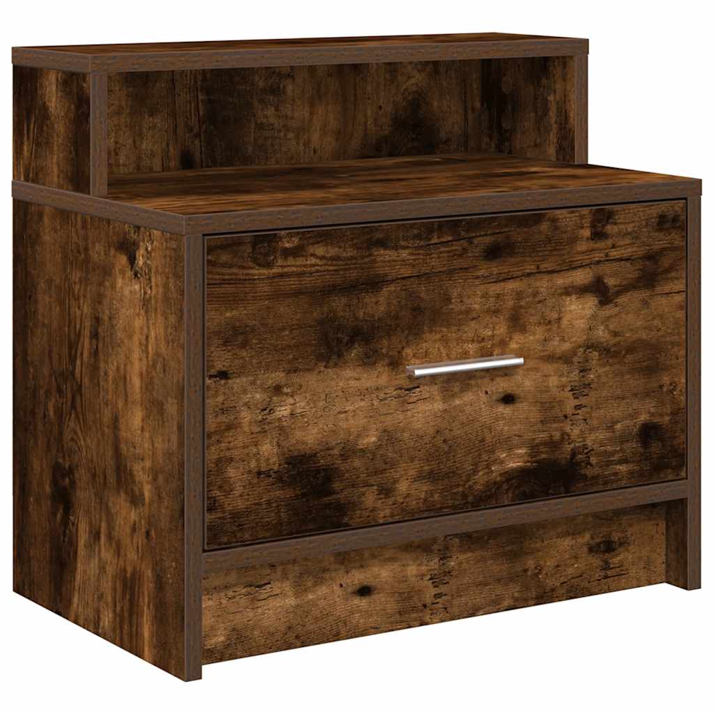 vidaXL Bedside Cabinet with Drawer Smoked Oak 51x31x47 cm