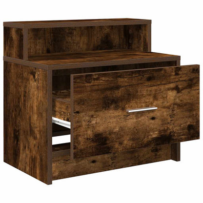 vidaXL Bedside Cabinet with Drawer Smoked Oak 51x31x47 cm