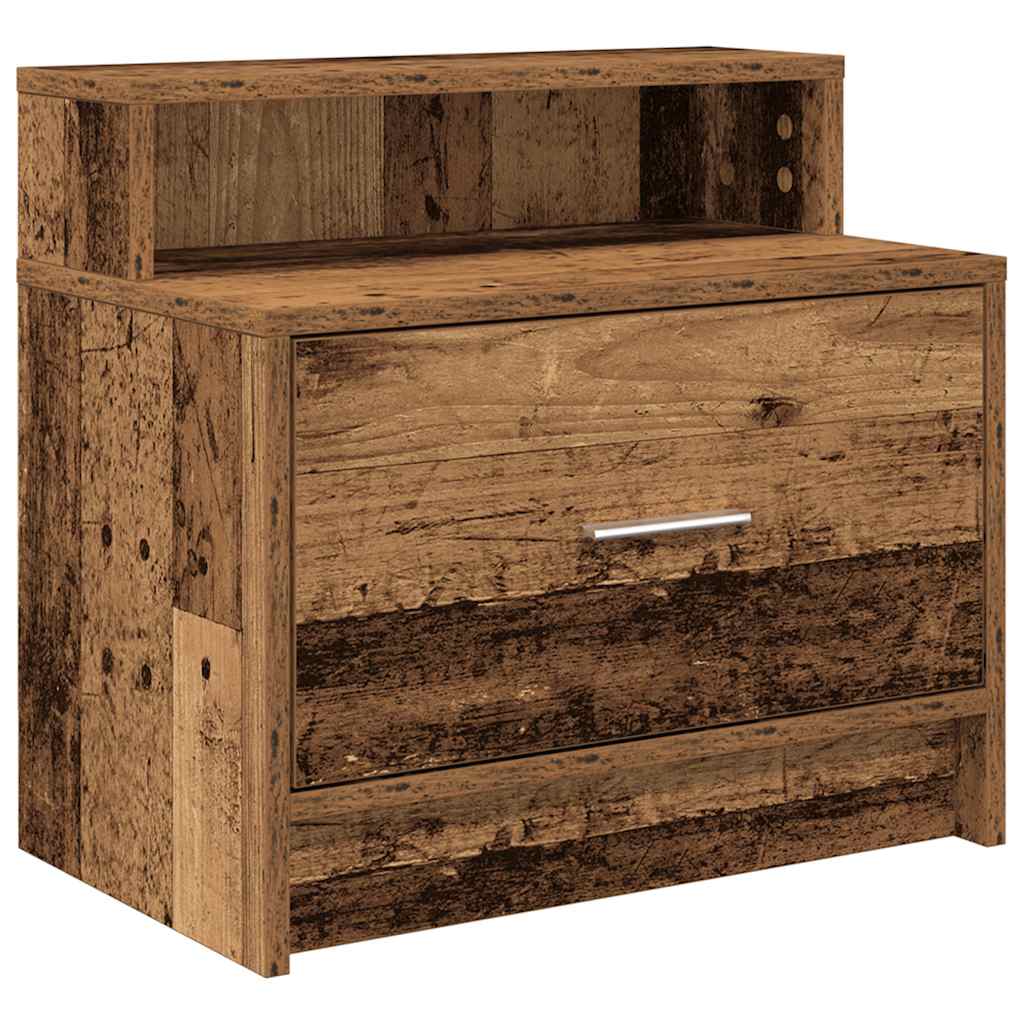 vidaXL Bedside Cabinets with Drawer 2 pcs Old Wood 51x31x47 cm