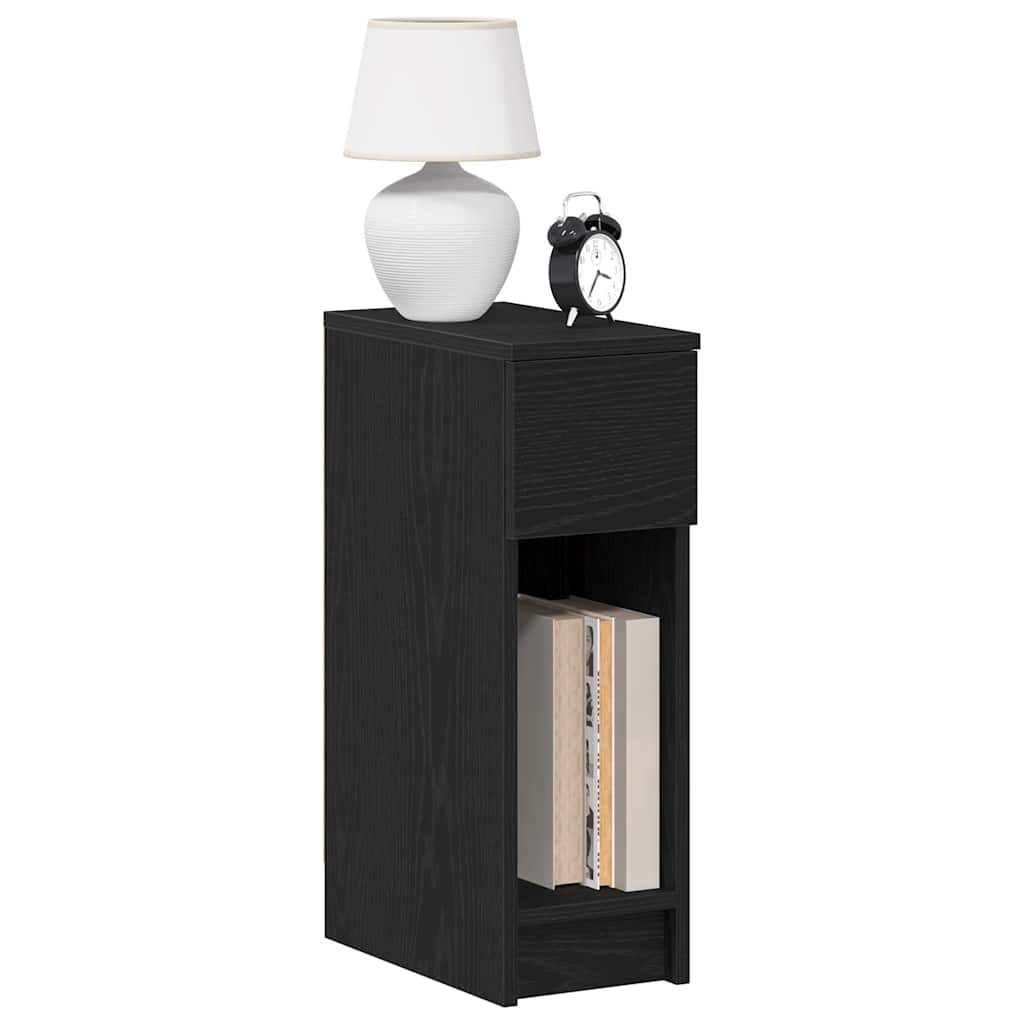 vidaXL Bedside Cabinets with Drawer 2 pcs Black Oak 20x36x60 cm