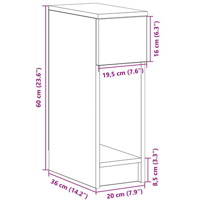 vidaXL Bedside Cabinet with Drawer Grey Sonoma 20x36x60 cm