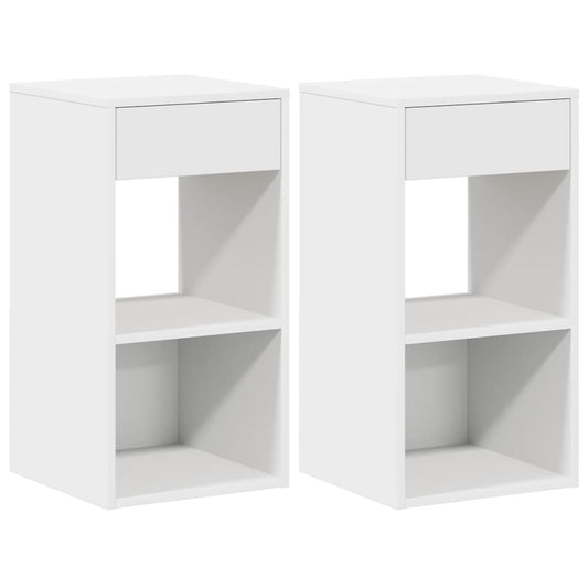 vidaXL Bedside Cabinets with Drawer 2 pcs White 35x34x66.5 cm