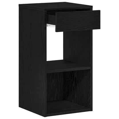 vidaXL Bedside Cabinet with Drawer Black Oak 35x34x66.5 cm