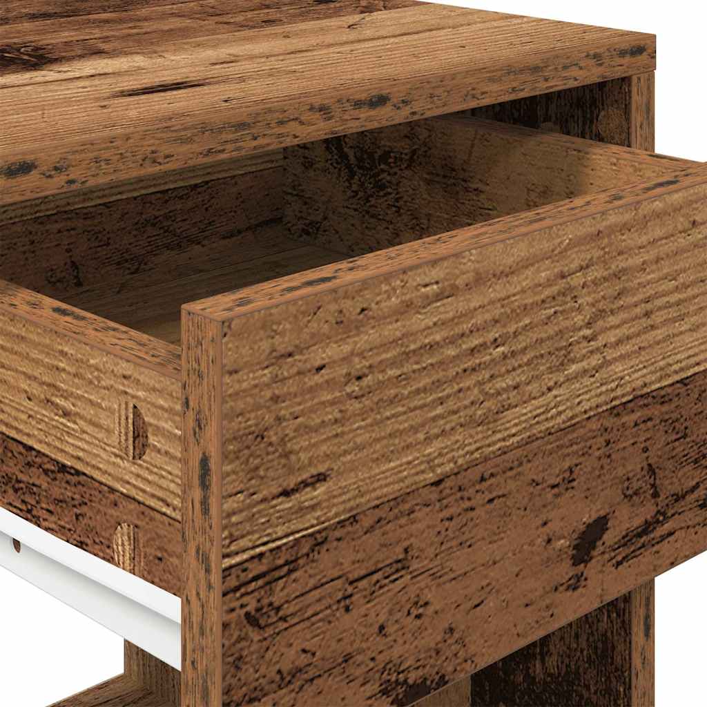 vidaXL Bedside Cabinets with Drawer 2 pcs Old Wood 35x34x66.5 cm