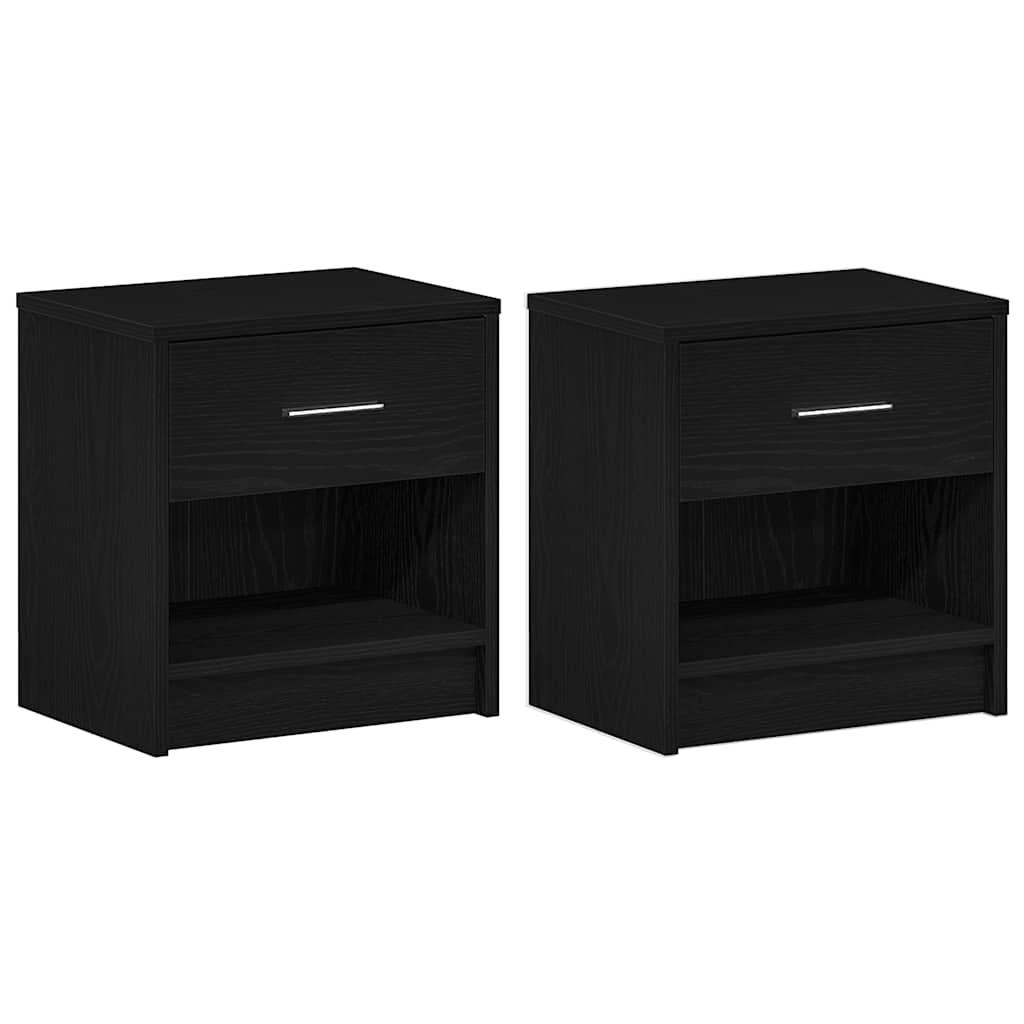 vidaXL Bedside Cabinets 2 pcs with Drawer Black 39x28x41 cm