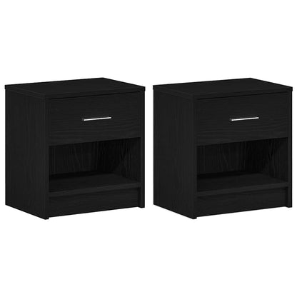vidaXL Bedside Cabinets 2 pcs with Drawer Black 39x28x41 cm
