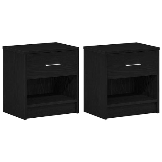 vidaXL Bedside Cabinets 2 pcs with Drawer Black 39x28x41 cm