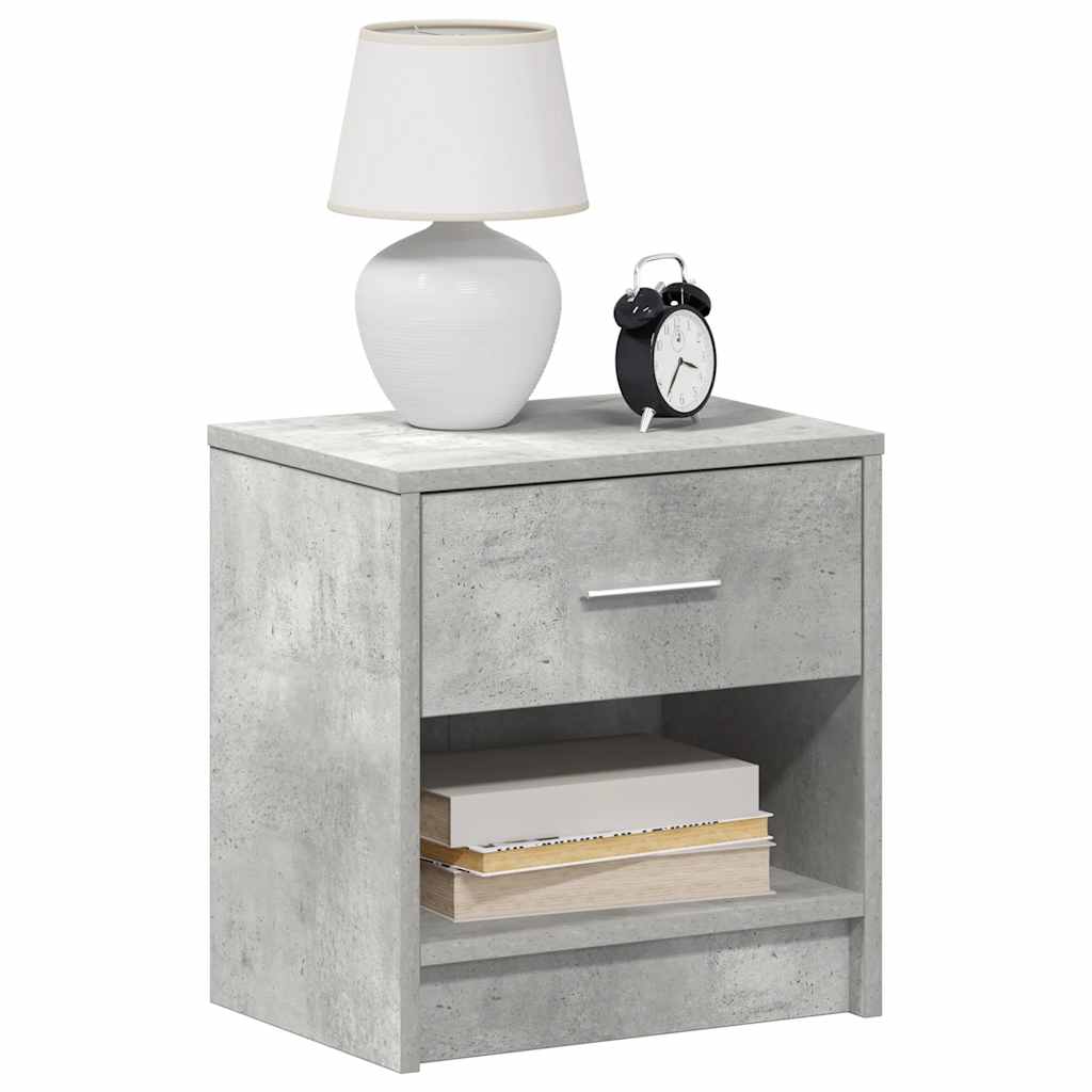 vidaXL Bedside Cabinets 2 pcs with Drawer Concrete Grey 39x28x41 cm