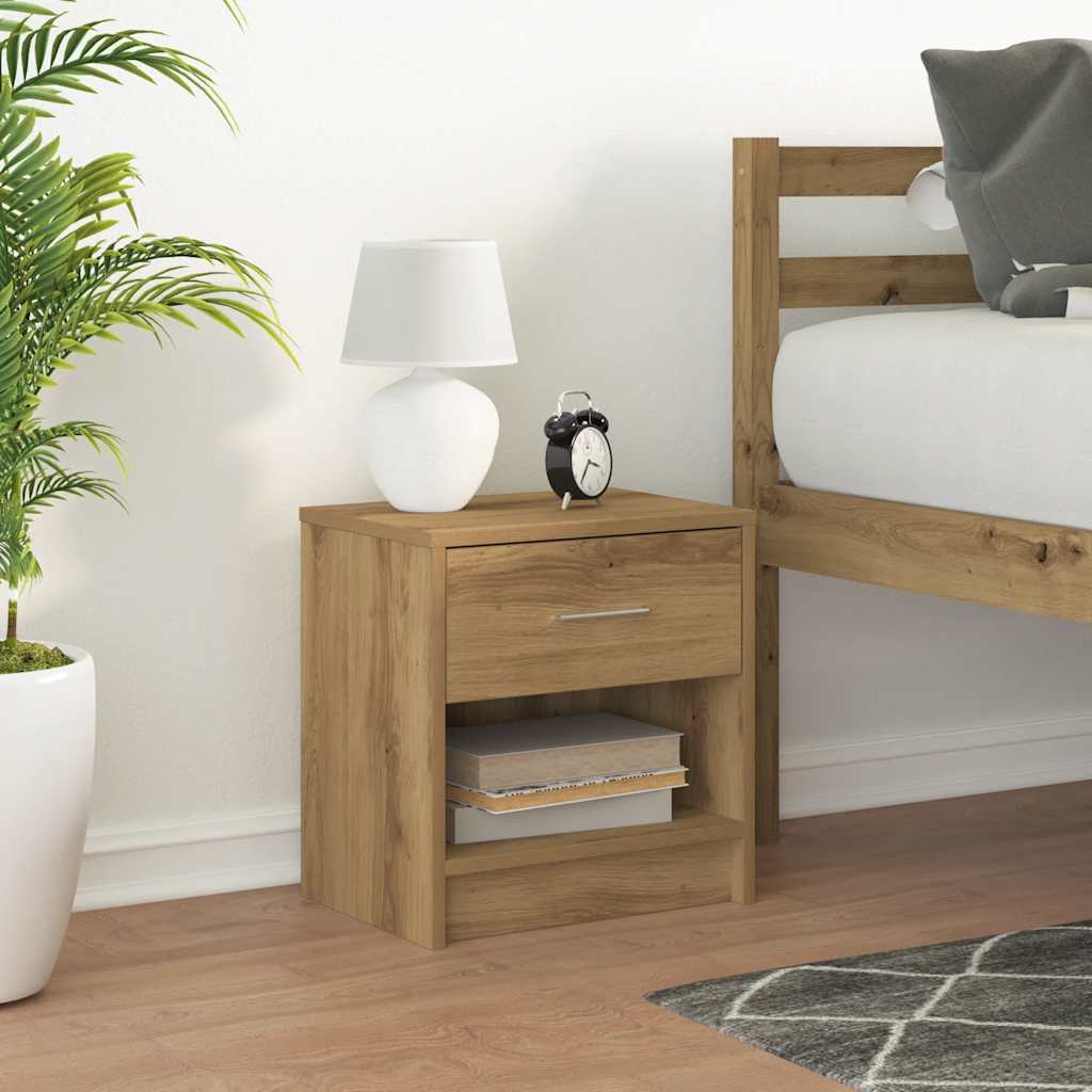 vidaXL Bedside Cabinet with Drawer Artisan Oak 39x28x41 cm