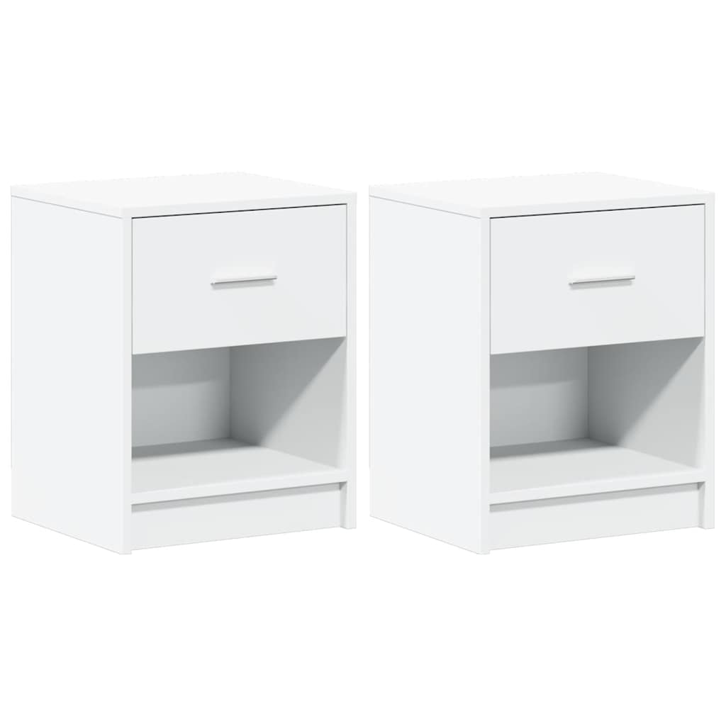 vidaXL Bedside Cabinets 2 pcs with Drawer White 40x34x50 cm