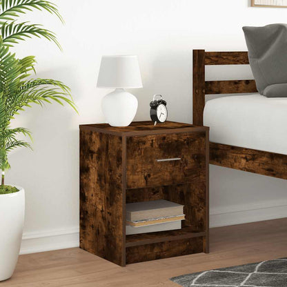 vidaXL Bedside Cabinet with Drawer Smoked Oak 40x34x50 cm
