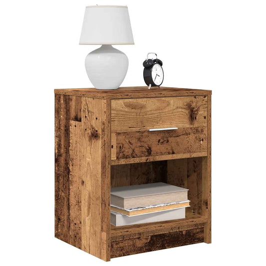 vidaXL Bedside Cabinets 2 pcs with Drawer Old Wood 40x34x50 cm