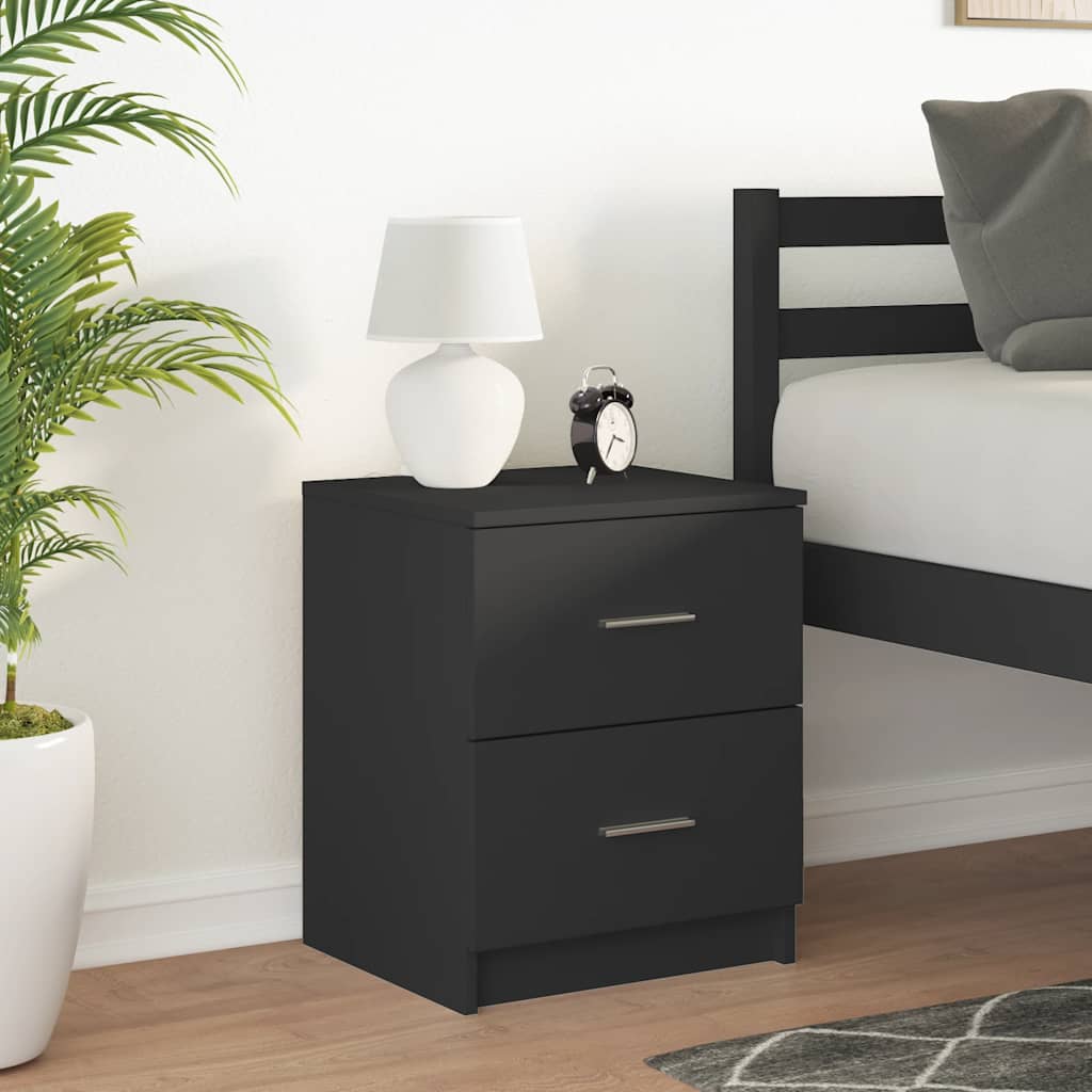 vidaXL Bedside Cabinet | Black | Engineered wood | Standard | Bedside Cabinet