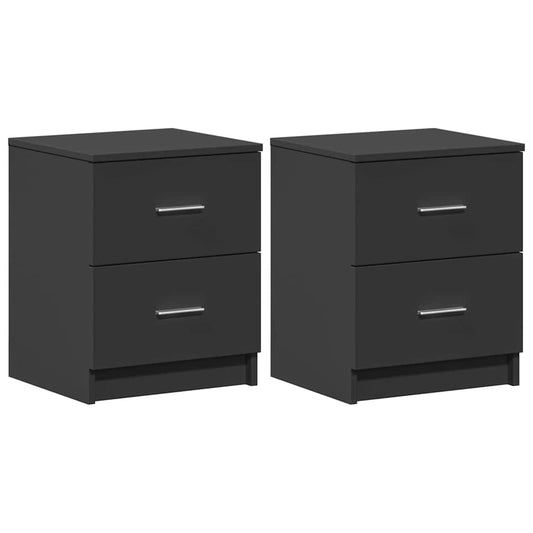 vidaXL Bedside Cabinets 2 pcs with 2 Drawers Black 40x36x50 cm