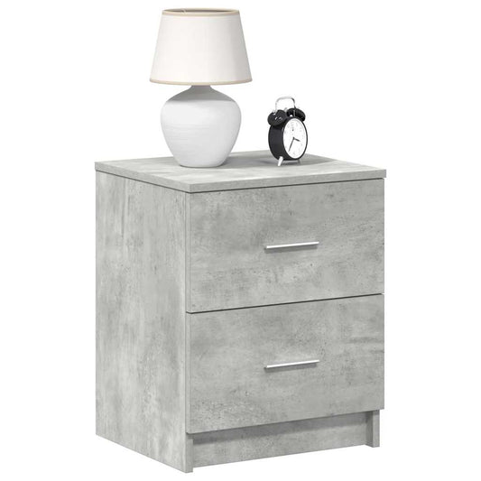 vidaXL Bedside Cabinet | Set of 2 | Concrete Grey | Engineered Wood | Medium