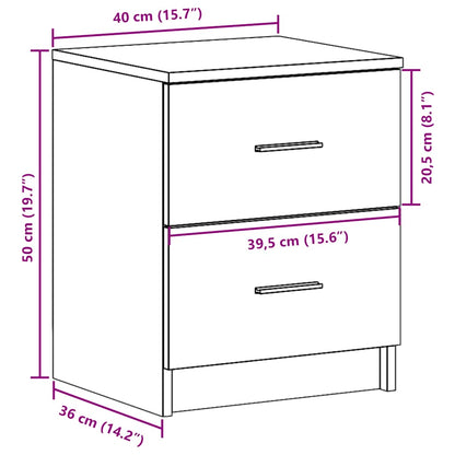vidaXL Bedside Cabinet with 2 Drawers Grey Sonoma 40x36x50 cm