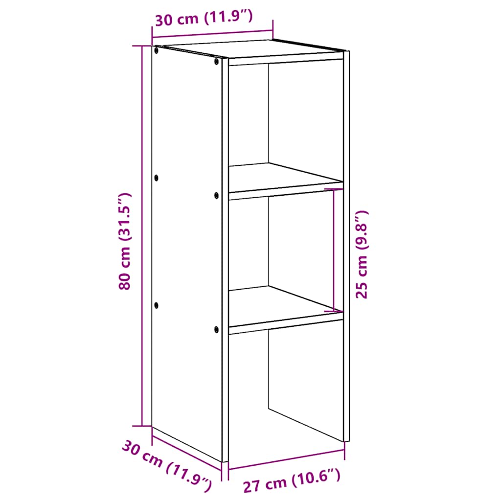vidaXL Bookcase Stackable White 30x30x80 cm Engineered Wood